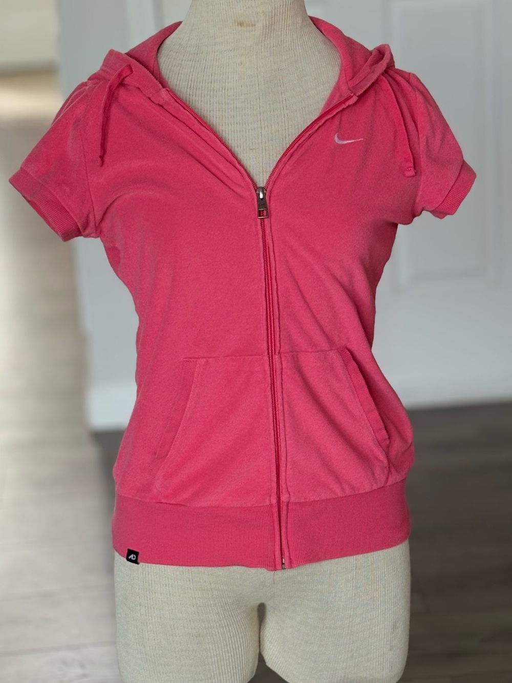 Nike Pink Short-Sleeve Zip-up Hoodie